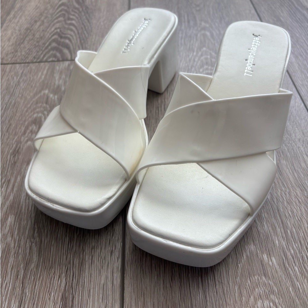 Jeffrey Campbell White Jelly Platform Slide Mule Sandals